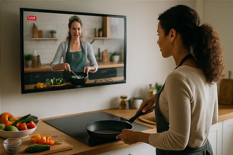 Cooking lesson with TV